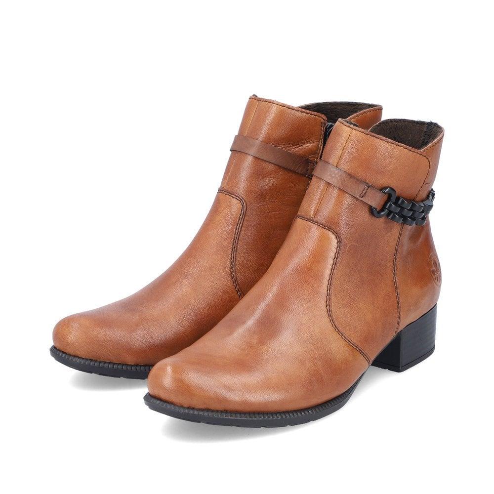 Rieker Ladies 78676-25 Brown Leather Ankle Boots