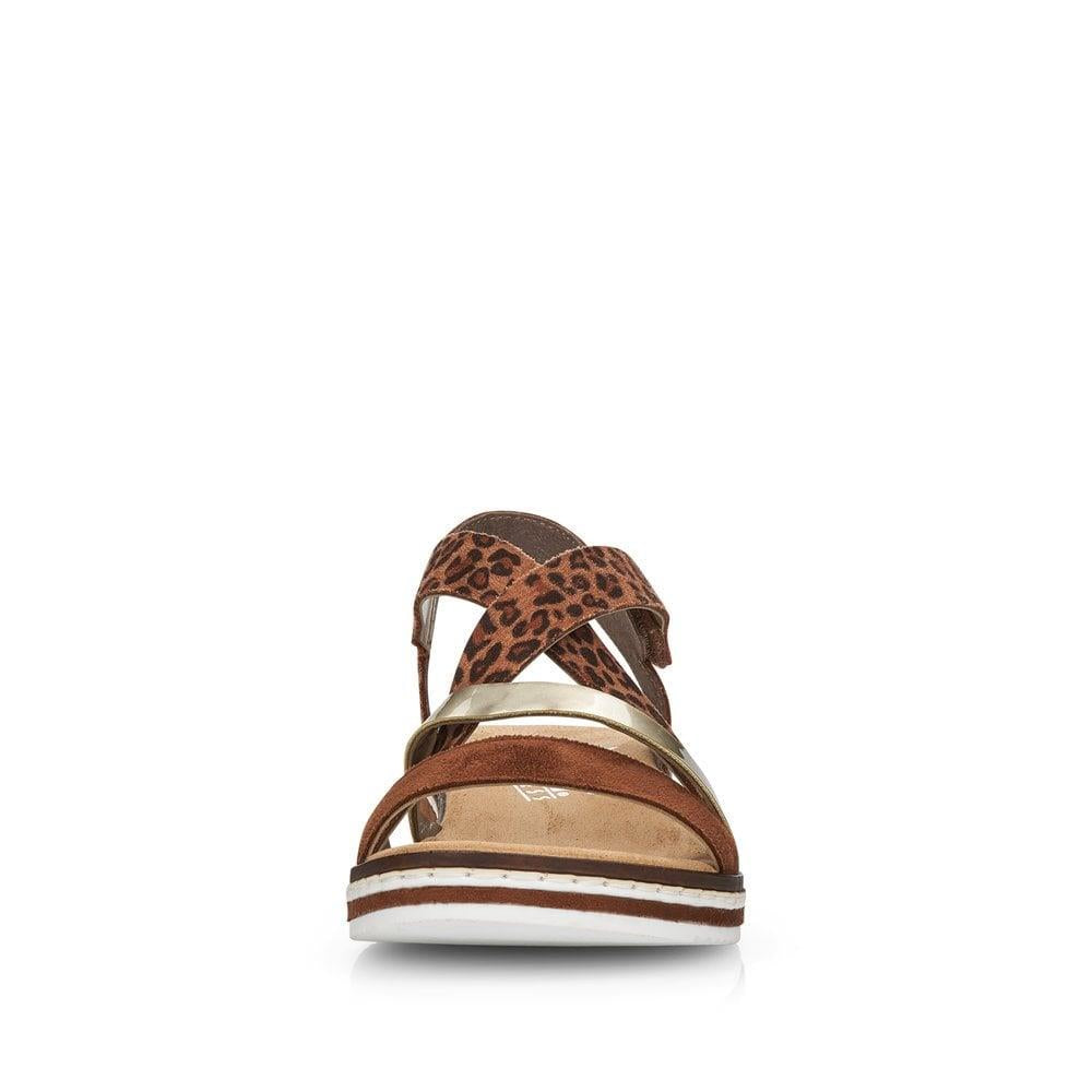 Rieker Ladies V3663-24 Leopard Print and Gold Slingback Sandals