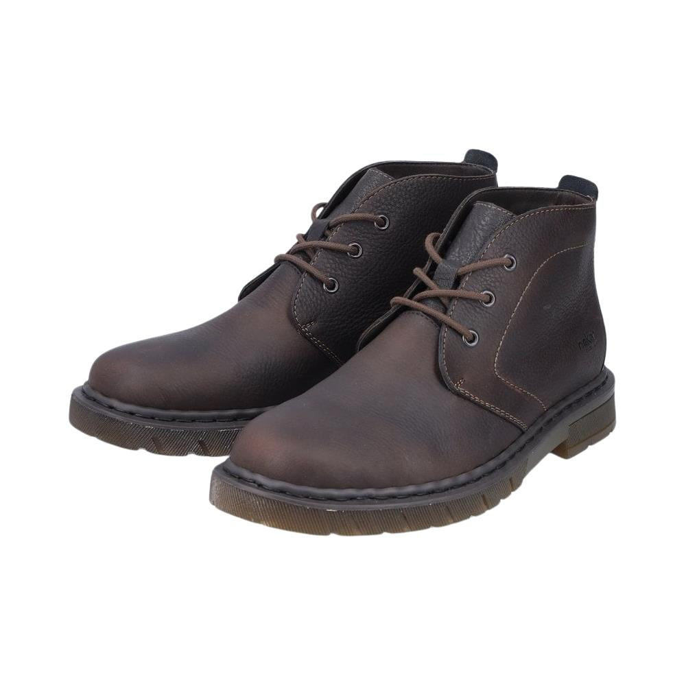 Rieker Mens 31640-25 Dark Brown Warm Lined Wide Fit Leather Chukka Boots