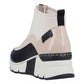 Rieker N6352-60 Beige Black Faux Leather Front Zip Wedge Boots