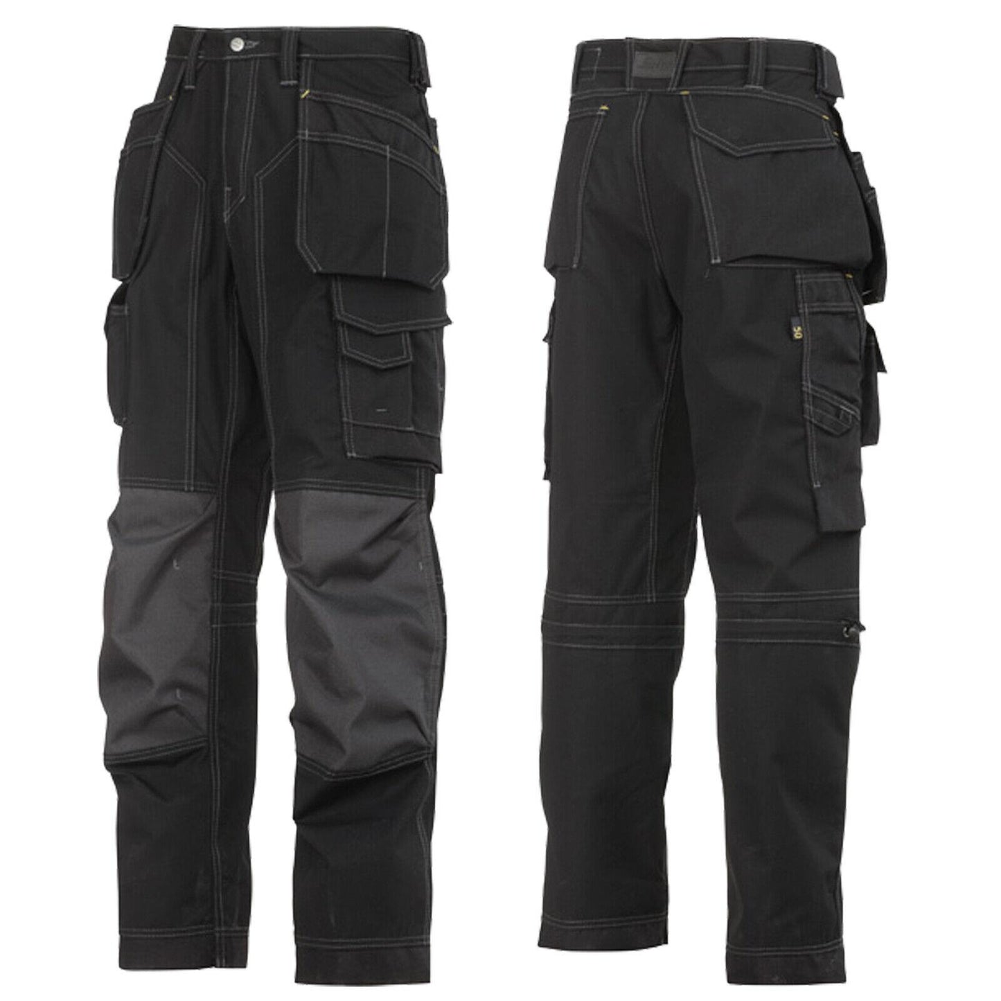 Snickers Workwear Floorlayer, Rip Stop Holster Pocket Trousers Black & Grey 3223