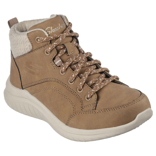 Skechers Womens Ultra Flex 2.0 Casual Mix Chestnut Warm Lined Ankle Boots