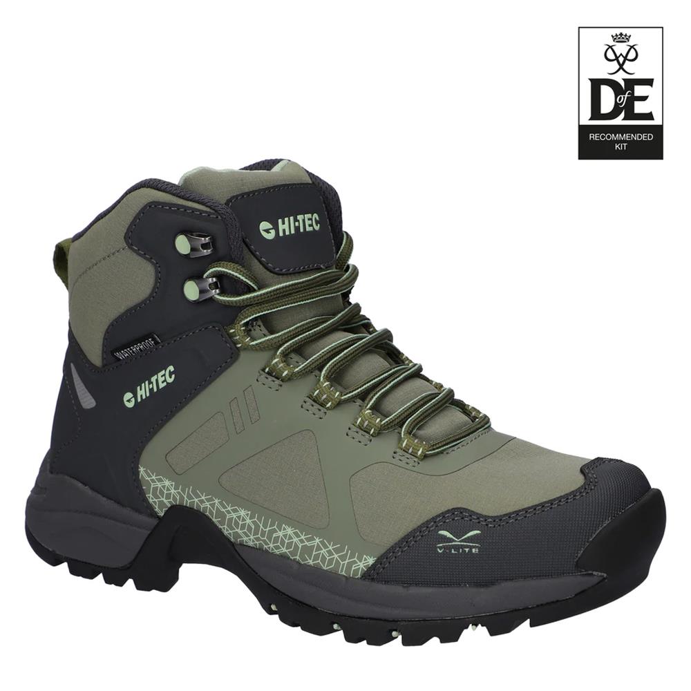 Hi-Tec Ladies Psych Waterproof Carbon/Olive D of E Vegan Hiking Walking Boots