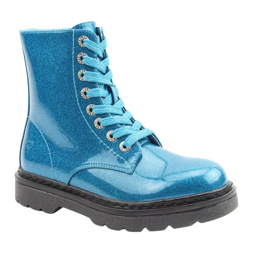 Heavenly Feet Justina 2 Turquoise Glitter Vegan Ankle Boots