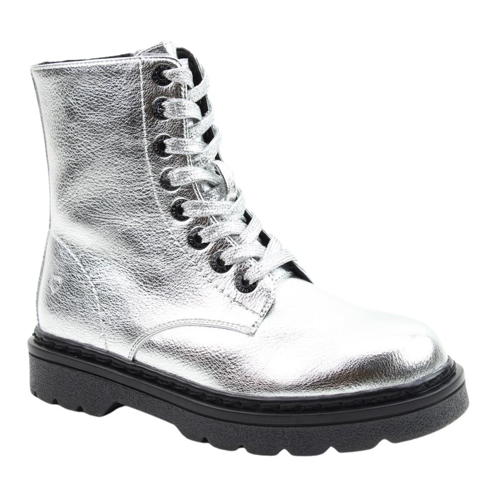 Heavenly Feet Justina 2 Metal Silver Vegan Ankle Boots