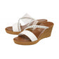 Lotus Ladies Alma White Diamante Leather Mule Wedge Sandals