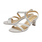 Lotus Ladies Bernadette Silver Diamante Low Heeled Open Toe Occasion Sandals