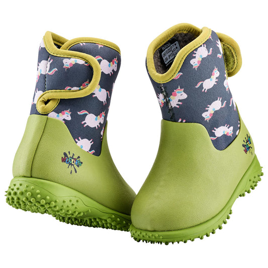 Muddies Puddle Unicorn Lime Infants Kids Warm Wellies Boots