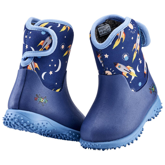Muddies Puddle Space Navy Infants Kids Warm Wellies Boots