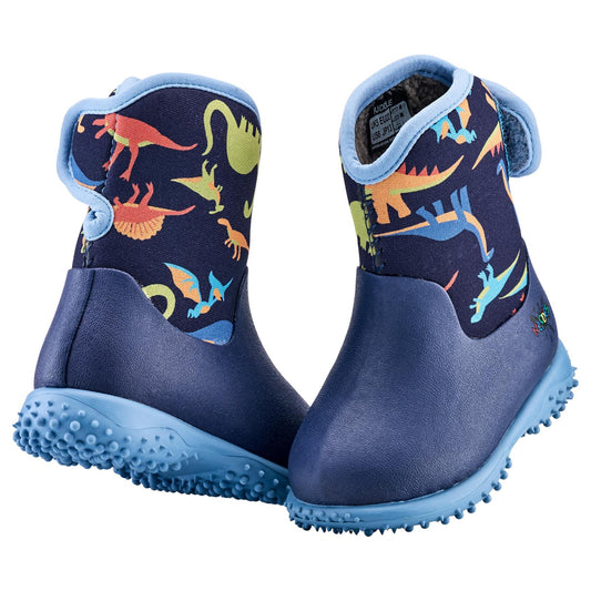 Muddies Puddle Dino Blue Infants Kids Warm Wellies Boots