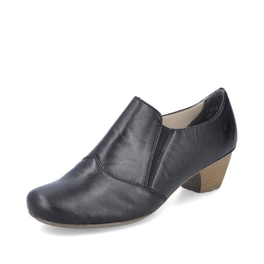 Rieker Womens 41751-01 Black Leather Lightweight Slip On Shoes
