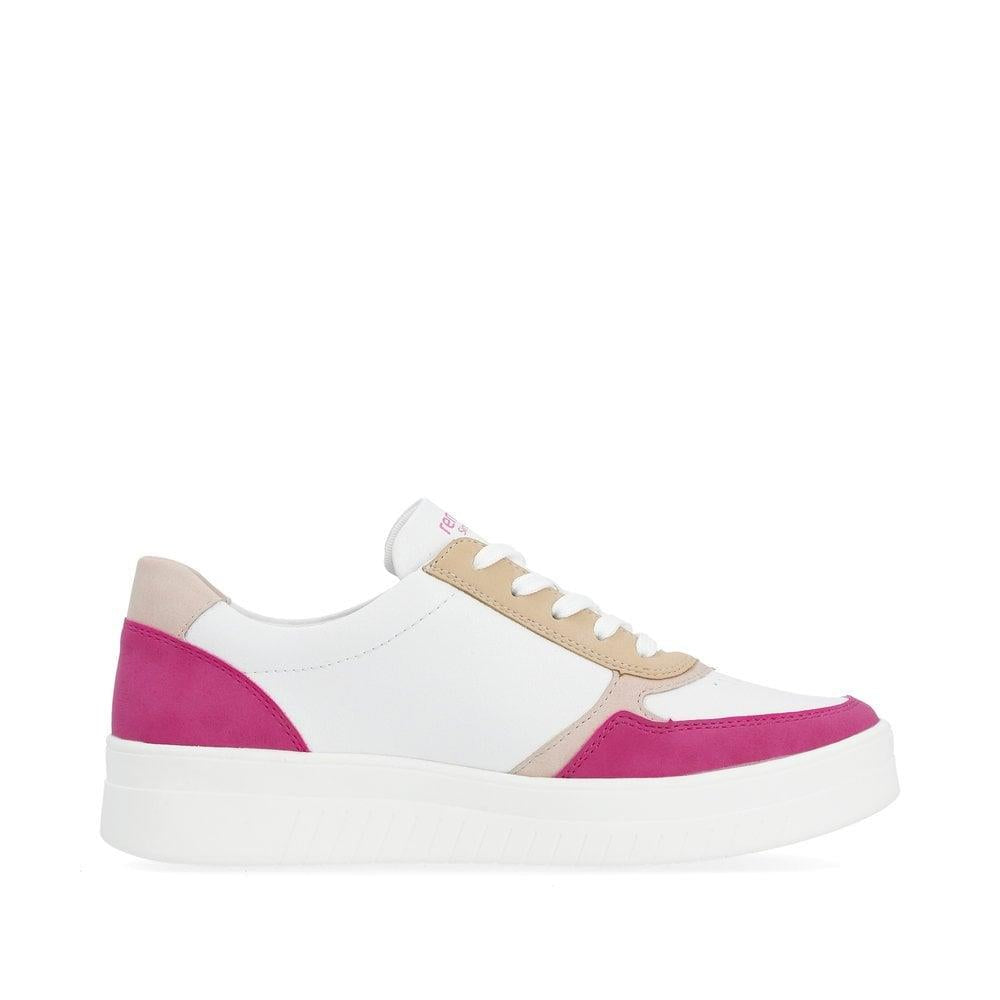Remonte Womens D0J01-84 White Multi Leather Zip Trainers