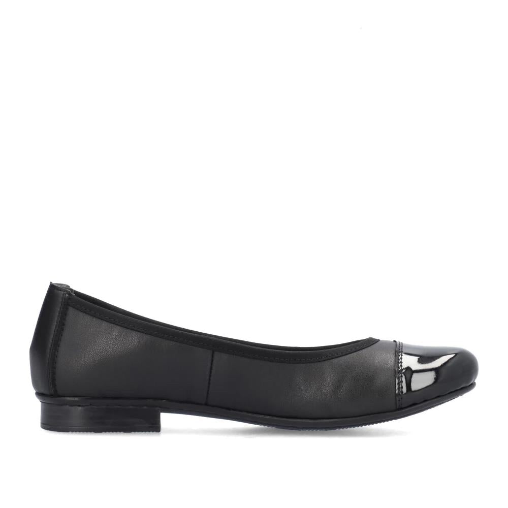 Rieker 51998-00 Black Leather Ballet Shoes