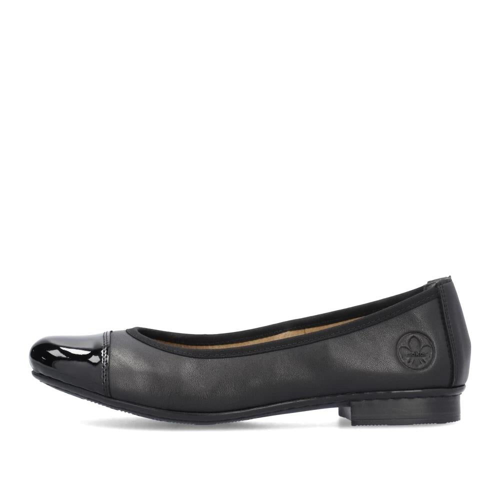 Rieker 51998-00 Black Leather Ballet Shoes