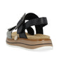 Remonte Womens Black White Leather Sandals D1J53-02