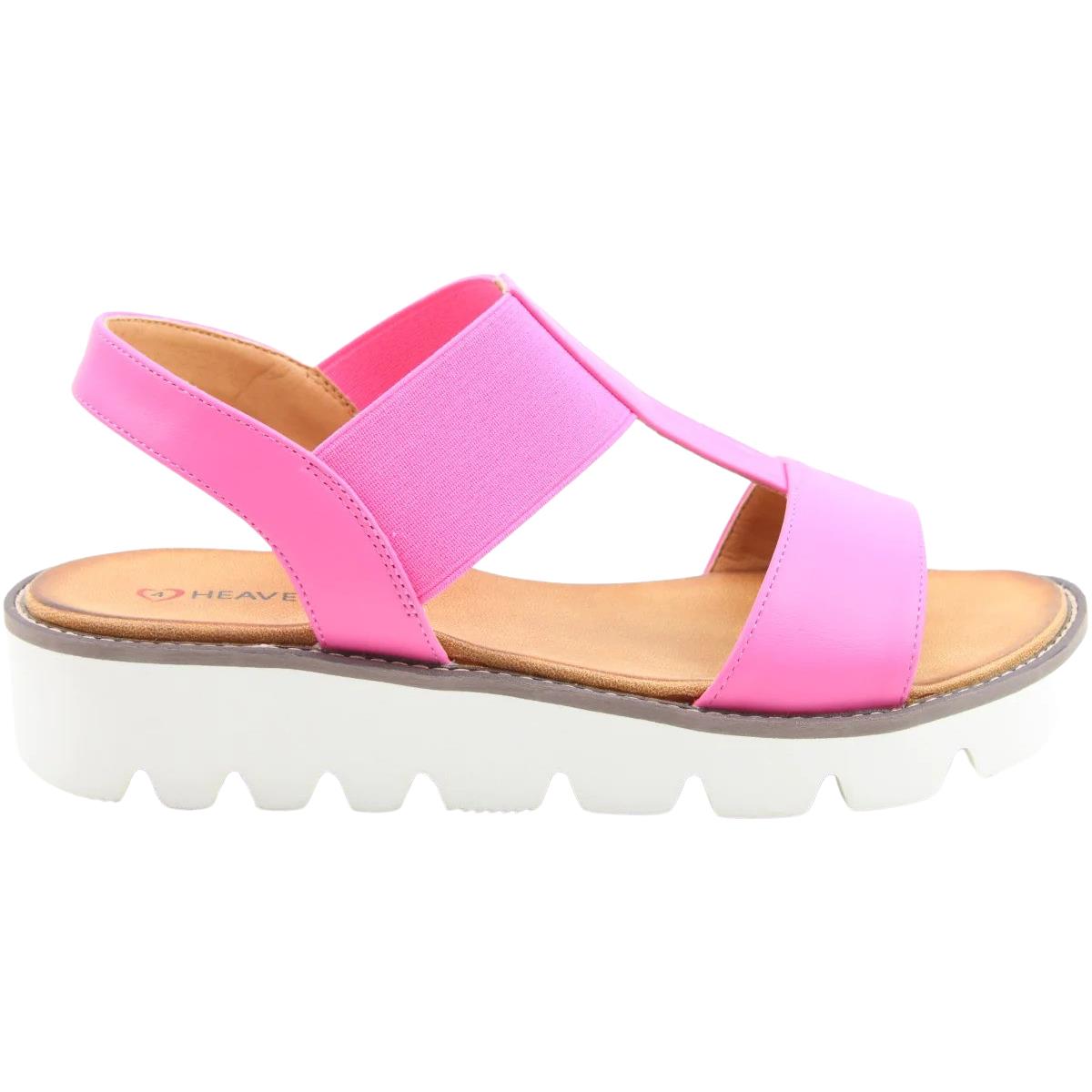 Heavenly Feet Womens Ritz Hot Pink Platform Vegan Sandals