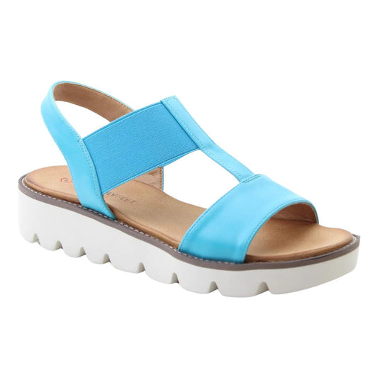 Heavenly Feet Womens Ritz Turquoise Platform Vegan Sandals
