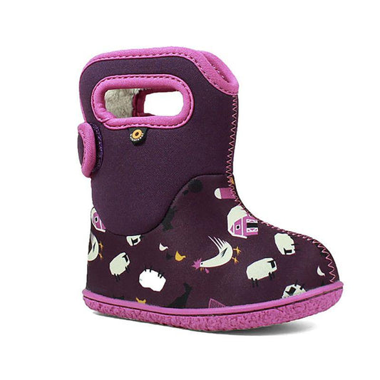 Girls Baby Bogs Farm Purple Insulated Washable Warm Wellies Boots 72298
