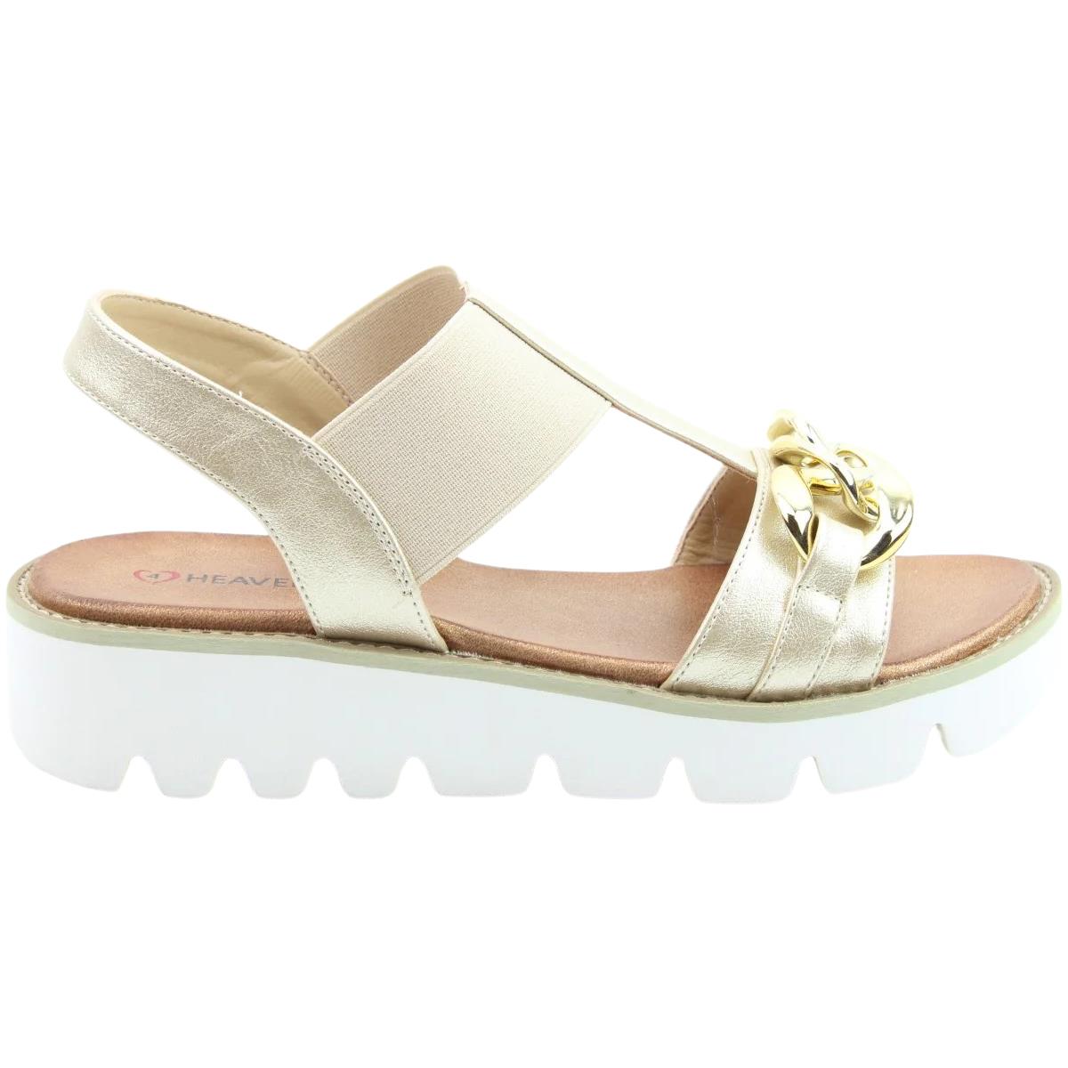 Heavenly Feet Womens Lulu Gold Platform Vegan Sandals