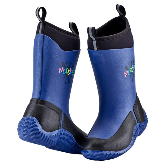 Muddies Icicle Navy Black Kids Warm Neoprene Wellies Boots