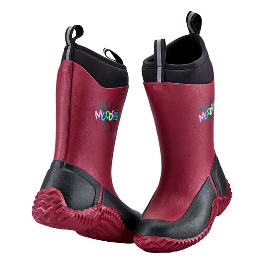 Muddies Icicle Red Black Kids Warm Neoprene Wellies Boots