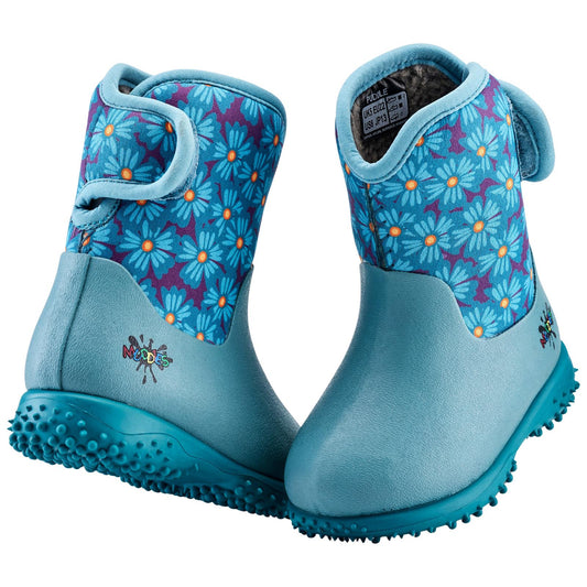 Muddies Puddle Flower Teal Infants Kids Warm Wellies Boots
