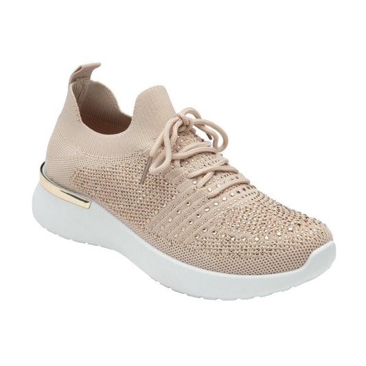 Lotus Robuck Pink Sparkly Knitted Slip On Trainers