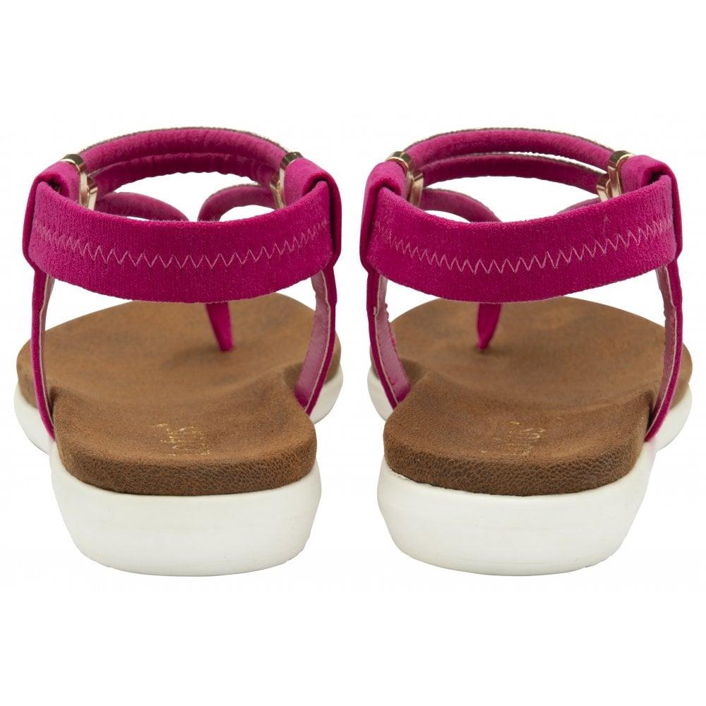 Lotus Womens Chica Pink Diamante Toe Post Thong Strap Sandals