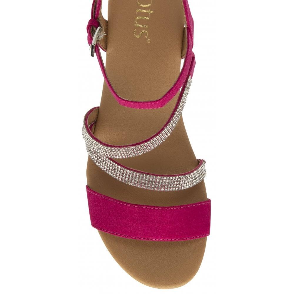 Lotus Womens Goldie Pink Diamante Wedge Sandals Shoes