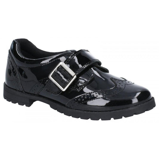 Hush Puppies Emily Black Patent Leather Brogue School Shoes