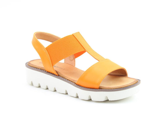 Heavenly Feet Womens Ritz Orange Platform Vegan Sandals