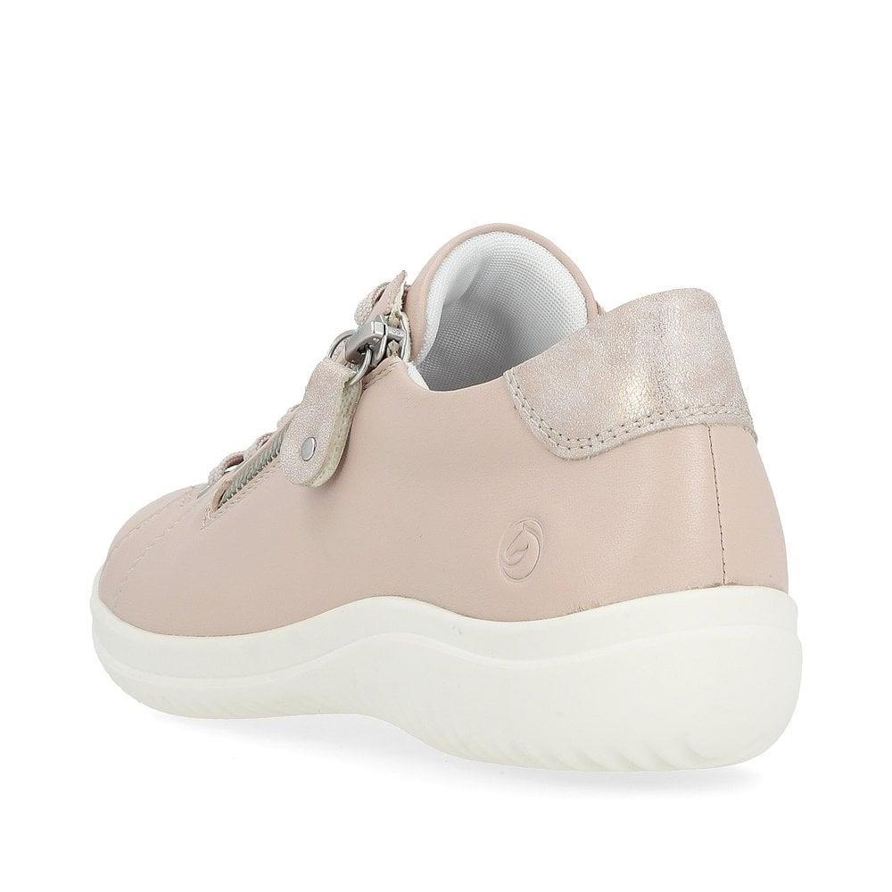 Remonte Womens D1E03-31 Pink Leather Side Zip Detail Wide Fit Trainers