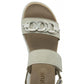 Lotus Ladies White Pink Faux Leather Open Toe Platform Slingback Sandals