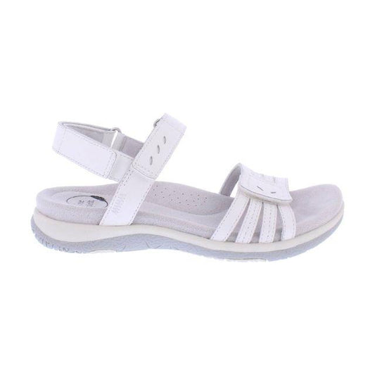 Free Spirit Womens Maddy White Leather Fully Adjustable Strap Sandals