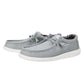 Hey Dude Mens Wally Canvas Light Grey Slip On Lightweight Shoes