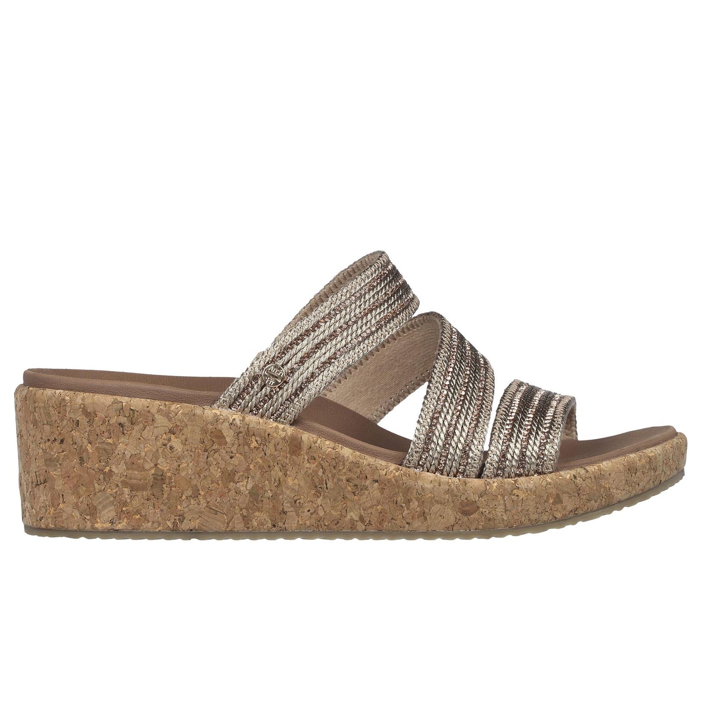 Skechers Arch Fit Beverlee Always Classy Gold Slip On Wedge Sandals