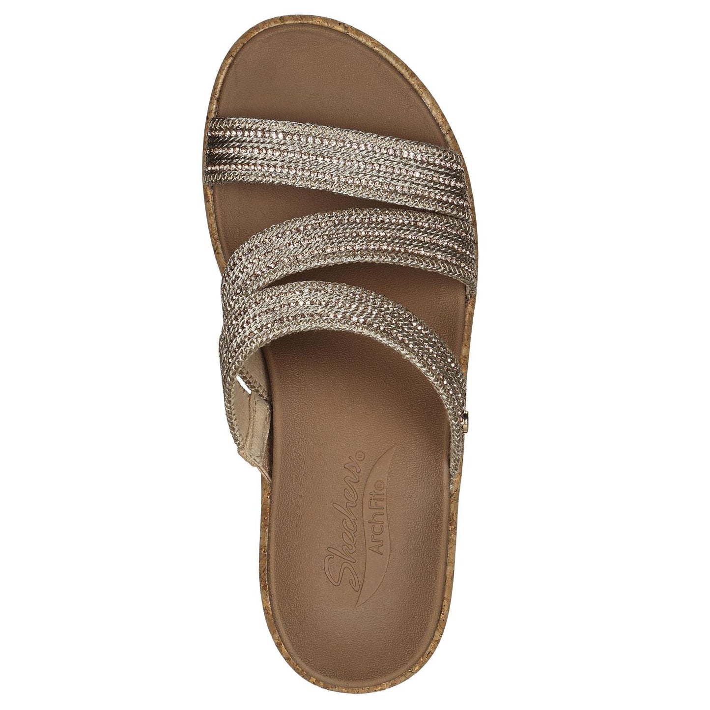 Skechers Arch Fit Beverlee Always Classy Gold Slip On Wedge Sandals
