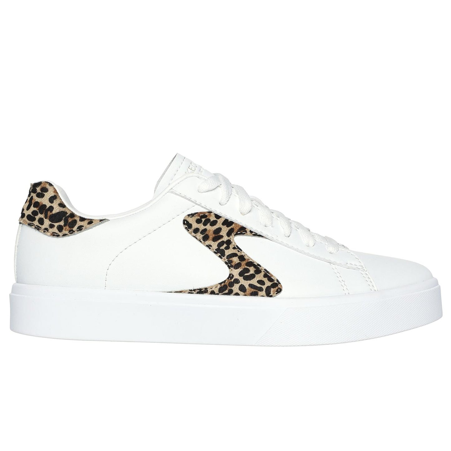 Skechers Womens  Eden LX Feeling Fierce White Leopard Court Classic Trainers