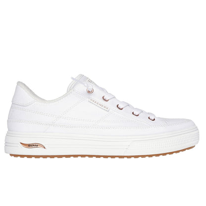 Skechers Womens Arch Fit Arcade Meet Ya There White Vegan Canvas Trainers