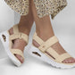 Skechers Womens Uno Summer Stand2 Natural Vegan T Strap Lightweight Sandals