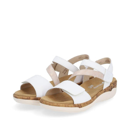 Remonte Ladies White & Rose Gold Leather Strap Sandals