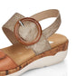 Remonte Womens R6853-90 Metallic Tan Leather Adjustable Sandals