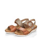 Remonte Womens R6853-90 Metallic Tan Leather Adjustable Sandals