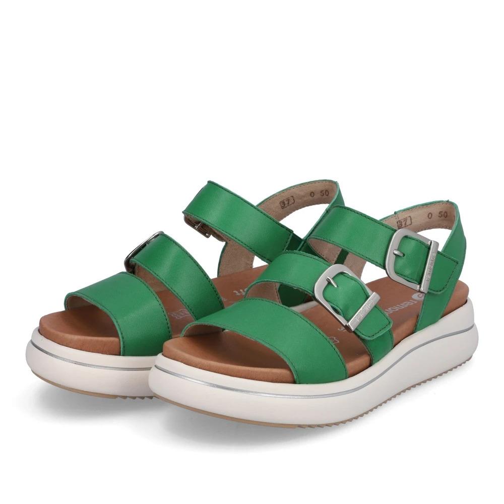 Remonte D0L50-52 Green Leather Adjustable Strap Wide Fit Sandals