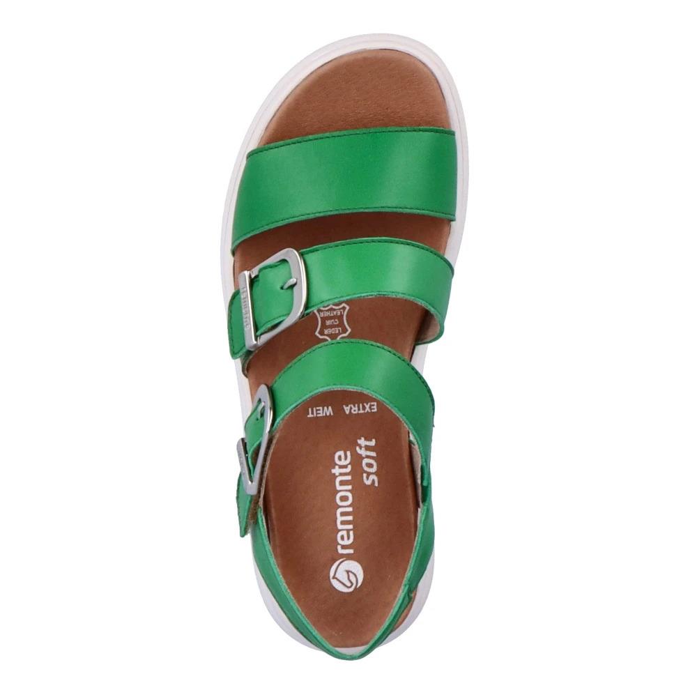 Remonte D0L50-52 Green Leather Adjustable Strap Wide Fit Sandals