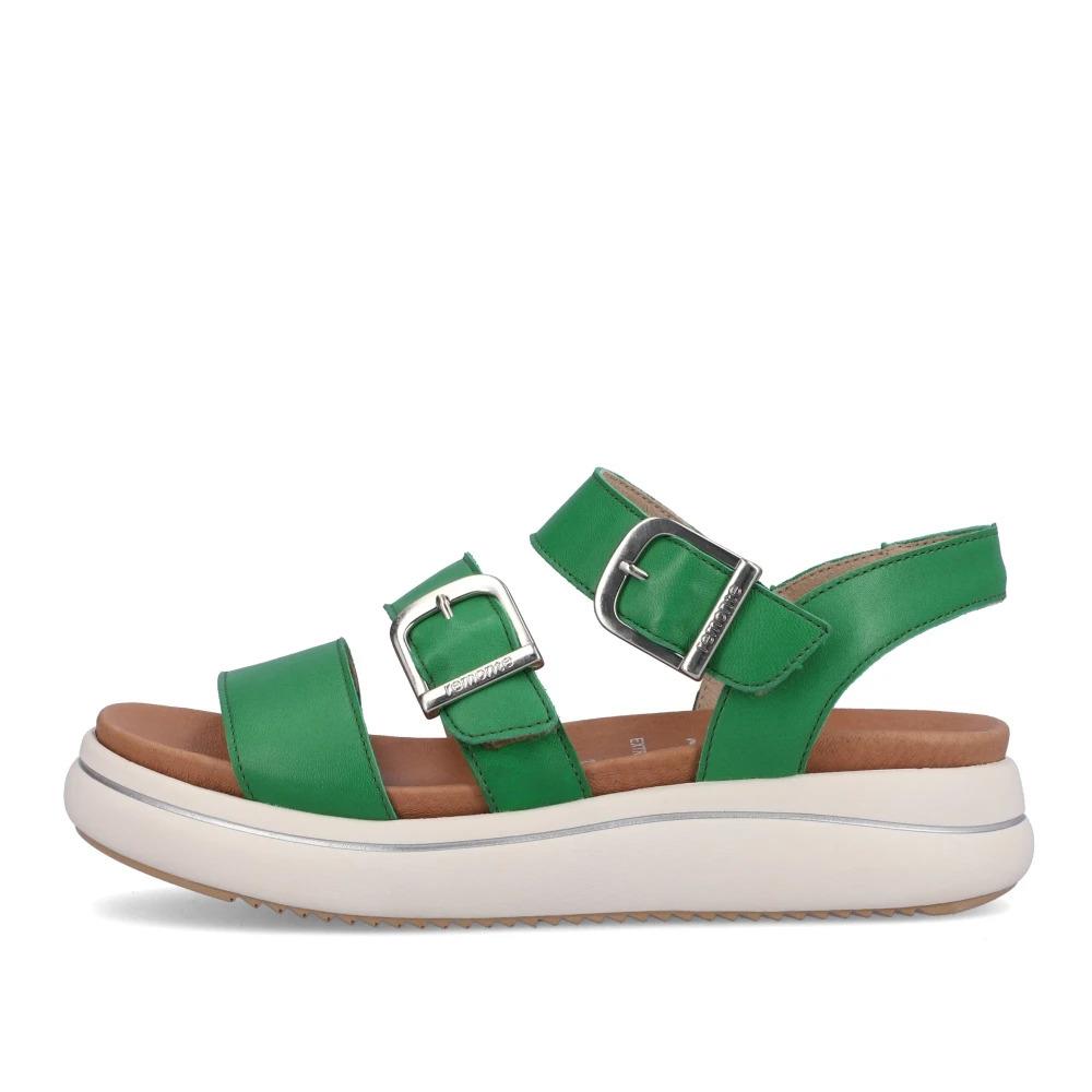 Remonte D0L50-52 Green Leather Adjustable Strap Wide Fit Sandals