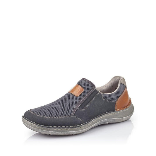 Rieker Mens 03053-14 Blue Wide Fit Slip On Shoes