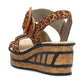 Rieker Womens Rieker Womens 68176-90 Brown Leopard Print Adjustable Wedge Sandals