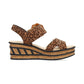 Rieker Womens Rieker Womens 68176-90 Brown Leopard Print Adjustable Wedge Sandals