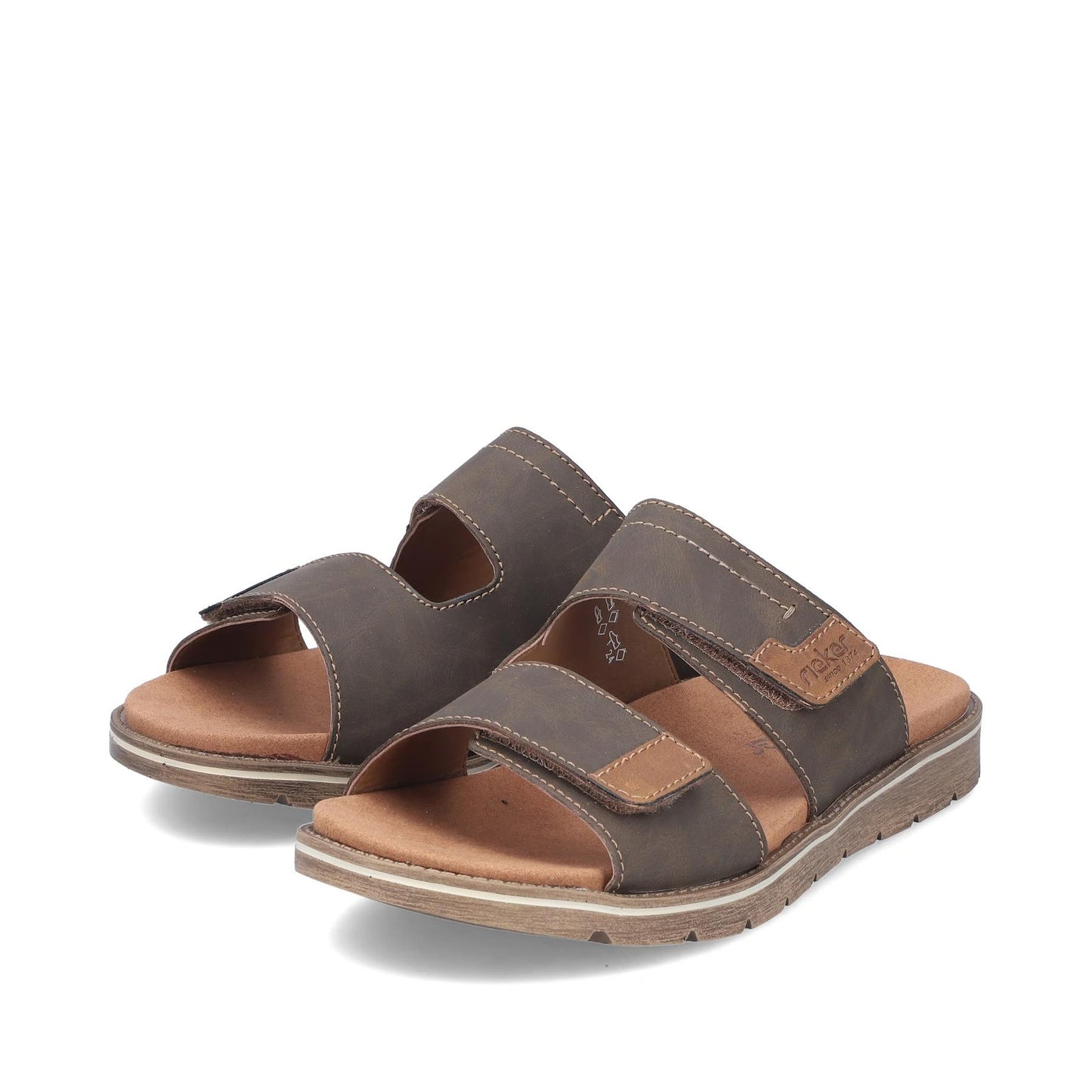 Rieker Mens 24394-25 Brown Faux Leather Adjustable Strap Sandals